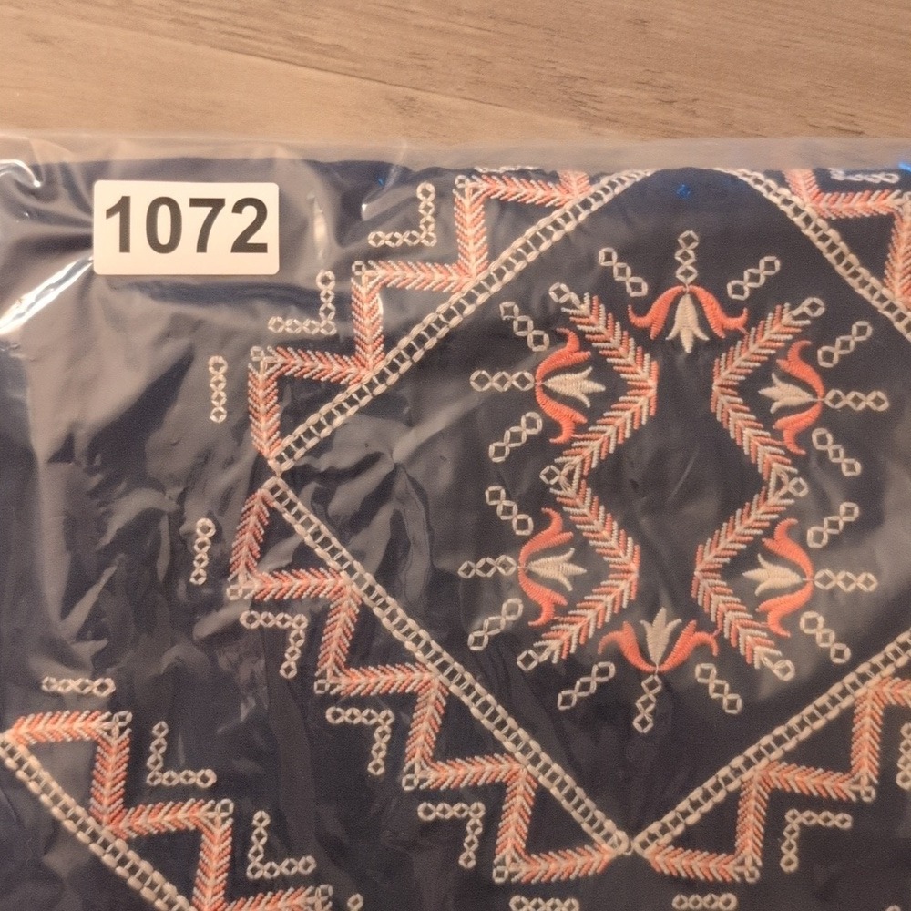 Jenna Hansen Navy Blue Embroidered Fringe Hem Cami Tank Top Boho Festival XS - Picture 10 of 10
